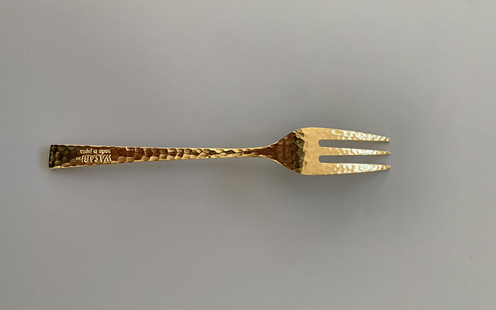 P Gold Cake Fork by Wasabi Cutlery